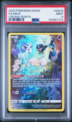 Mew GG10/GG70 Pokemon TCG Holo Full Art 2023 Crown Zenith PSA 9 - Image 1