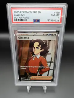 2025 POKEMON PRE EN-PRISMATIC EVOLUTIONS 138 GIACOMO ULTRA RARE PSA 8 - Image 1