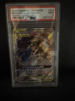 Reshiram Zekrom GX Tag Team PSA 9 222/236 Cosmic Eclipse 2019 Pokemon Sun & Moon - Image 1