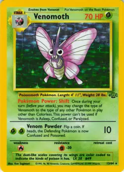 Venomoth - Holo - 13/64 Jungle Set - WOTC - Pokemon TCG - 1999 - Image 1