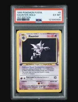 1999 POKEMON FOSSIL #6 HAUNTER-HOLO 1ST EDITION PSA 6 Pop 333 - Image 1