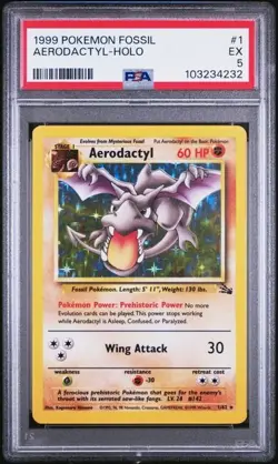 1999 Pokemon Fossil Aerodactyl Holo #1 Graded PSA 5 EX - Image 1
