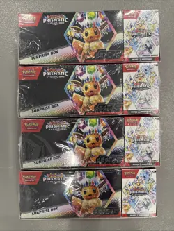 4x Lot Sam’s Club Pokemon Prismatic Evolutions Surprise Box Booster Bundle READ - Image 1