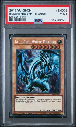 2017 YU-GI-OH! MEGA-TINS #EN002 BLUE-EYES WHITE DRAGON PSA 9 - Image 1
