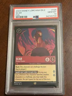 Scar Vicious Cheater Legendary Foil PSA 10 Gem Mint 2023 Disney Lorcana - Image 1