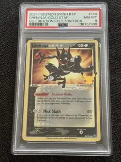 PSA 8 Greninja Gold Star #144 2021 Black Star Promo Celebrations Pokemon Card - Image 1