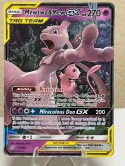 Mewtwo & Mew GX 71/236 Sm-Unified Minds Holo Illustration Rare Full Art Pokemon - Image 1
