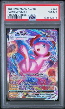 Pokemon Mew VMAX 269/264 Fusion Strike Alternate Art Secret Rare Holo PSA 8 - Image 1