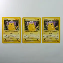 Pokemon TCG Pikachu (Yellow Cheeks) Base Set #58/102 3-Card Lot WOTC 1999 - Image 1
