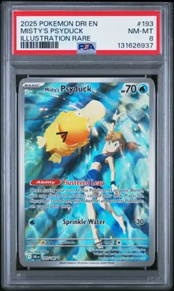 Pokemon Misty's Psyduck 193/182 Sv10 Illustration Rare Holo PSA 8 - Image 1