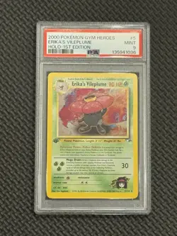 2000 Pokemon Gym Heroes Holo Rare Erika’s Vileplume First Edition 5/132 PSA 9 - Image 1