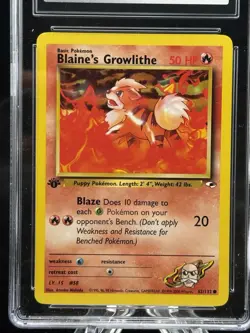 Blaine’s Growlithe #62 1st Edition Gym Heroes 2000 Pokemon CGC 9 🔥 - Image 2