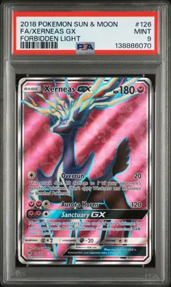 2018 Pokemon Forbidden Light Xerneas GX #126 Full Art PSA MINT 9 - Image 1