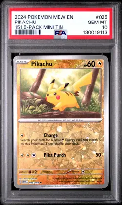 2024 POKEMON MEW EN-151 151 5-PACK MINI TIN #025 PIKACHU PSA 10 - Image 1