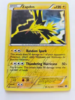 Pokemon Zapdos Reverse Holo Black & White Next Destinies 41/99 LP - Image 1