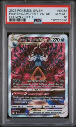 2023 POKEMON SWORD & SHIELD CROWN ZENITH FULL ART/HISUIAN SAMUROTT VSTAR PSA 10 - Image 1