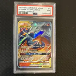 2019 POKEMON SUN & MOON UNBROKEN BONDS #20 RESHIRAM & CHARIZARD GX PSA 9 - Image 1