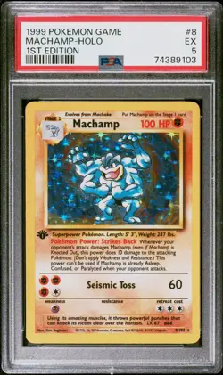 1999 Pokemon Game Base Set Machamp Holo #8 1st Edition PSA 5 EX - Image 1