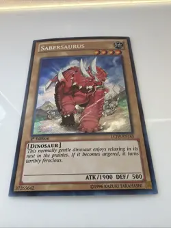 *** SABERSAURUS *** 1ST EDITION SECRET RARE LCJW-EN143 MINT/NM YUGIOH! - Image 2