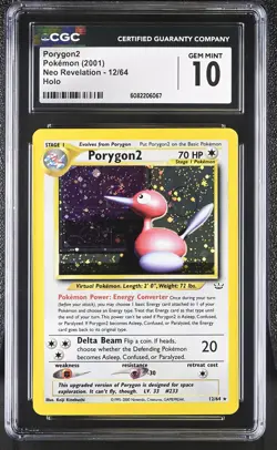 CGC 10 GEM MINT Porygon2 2001 Neo Revelation 12/64 Holo SWIRL Pokemon Card - Image 1