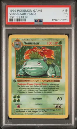 1999 POKEMON BASE SET 1ST EDITION #15 VENUSAUR-HOLO PSA 1 - Image 1