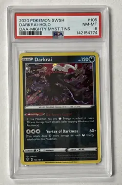 2020 POKEMON SWORD & SHIELD DARKNESS ABLAZE #105 DARKRAI - HOLO PSA 8 NM-MT - Image 1