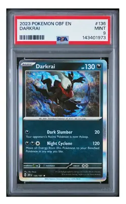 PSA 9 MINT 2023 POKEMON OBF EN-OBSIDIAN FLAMES DARKRAI 136 - Image 1