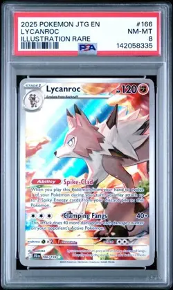 2025 POKEMON JTG EN-JOURNEY TOGETHER ILLUSTRATION RARE #166 LYCANROC PSA 8 - Image 1