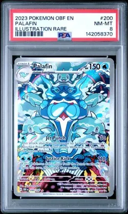 2023 POKEMON OBF EN-OBSIDIAN FLAMES ILLUSTRATION RARE #200 PALAFIN PSA 8 - Image 1