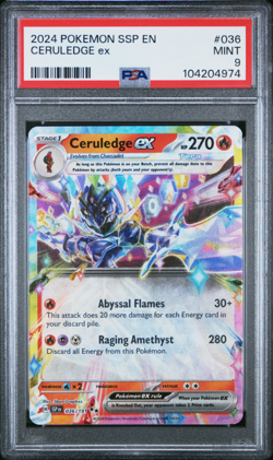 PSA 9 Pokemon Ceruledge EX #036 English Surging Sparks 2024 Mint NR - Image 1