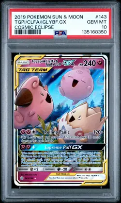 2019 POKEMON SUN & MOON COSMIC ECLIPSE TOGEPI & CLEFFA & IGGLYBUFF GX PSA 10 - Image 1