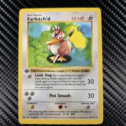 1999 WOTC POKEMON BASE SET SHADOWLESS 1ST EDITION FARFETCH'D 27/102 - Image 1