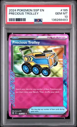 Pokemon SV08 SSP EN-Surging Sparks #185 Precious Trolley ACE PSA 10-138268483 - Image 1