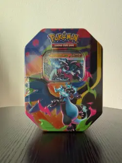 Pokemon TCG Mega Charizard ex Tin Box - Charizard X (w/4 Booster Packs) - Image 1