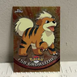 Growlithe 2000 Topps Chrome Pokemon T.V. Animation #58 MP-HP - Image 1