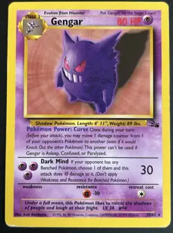 Pokemon TCG Gengar 20/62 Fossil MP/HP - Image 1