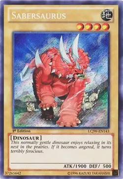 Yugioh! MP Sabersaurus - LCJW-EN143 - Secret Rare - 1st Edition Moderately Playe - Image 1