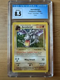 1999 Pokemon Fossil 1st Edition Holo Card #1/62 Aerodactyl CGC 8.5 - Image 1