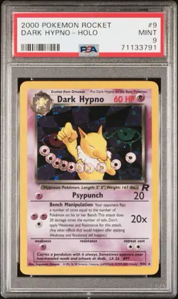 Pokemon Dark Hypno Team Rocket Unlimited Holo Rare #9 PSA 9 Mint - Image 1