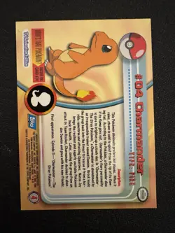 Charmander #4 1999 Topps Pokemon TV Animation Edition Series 1 Blue Logo - Image 2
