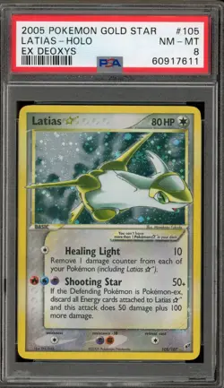 Pokemon Latias Gold Star EX Deoxys Holo Ultra Rare #105 PSA 8 - Image 1