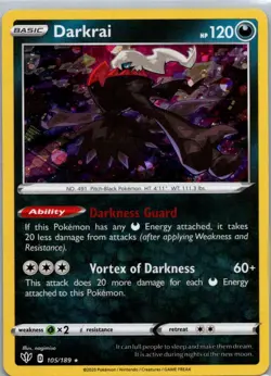 Pokemon TCG Darkrai 105/189 Darkness Ablaze Cosmos NM - Image 1