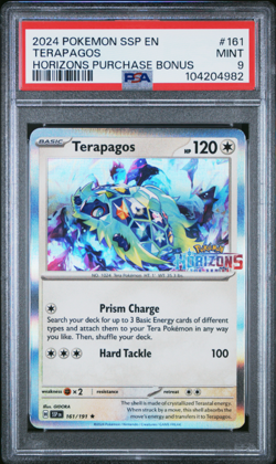 PSA 9 Pokemon Terapagos Pokemon Center Horizons Stamp English #161 2024 Mint NR - Image 1
