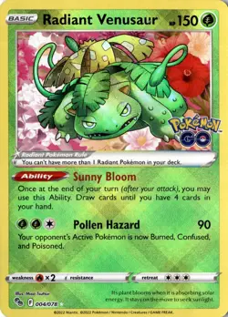 Radiant Venusaur Radiant Rare Pokemon GO 004/078 NM - Image 1