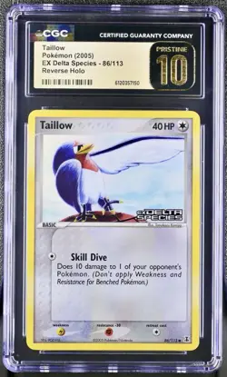 Pokemon Taillow 86/113 Delta Species Reverse Holo - CGC Pristine 10 Top Pop! - Image 1