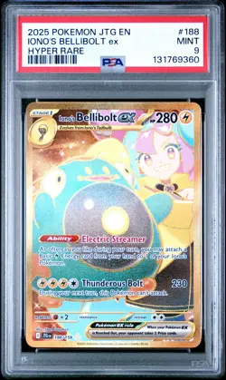 2025 POKEMON JTG EN-JOURNEY TOGETHER HYPER RARE #188 IONO'S BELLIBOLT EX PSA 9 - Image 1