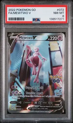 2022 POKEMON GO #072 FULL ART/MEWTWO V PSA 8 - Image 1