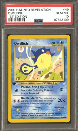 Pokemon Neo Revelation 1st Edition Qwilfish 49/64 PSA 10 GEM MINT - Image 1