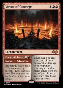 Virtue of Courage // Embereth Blaze WOE NM MTG - Image 1