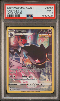 PSA 9 Pokemon Banette Trainer Gallery Card TG07 Lost Origin Rare Mint Graded - Image 1